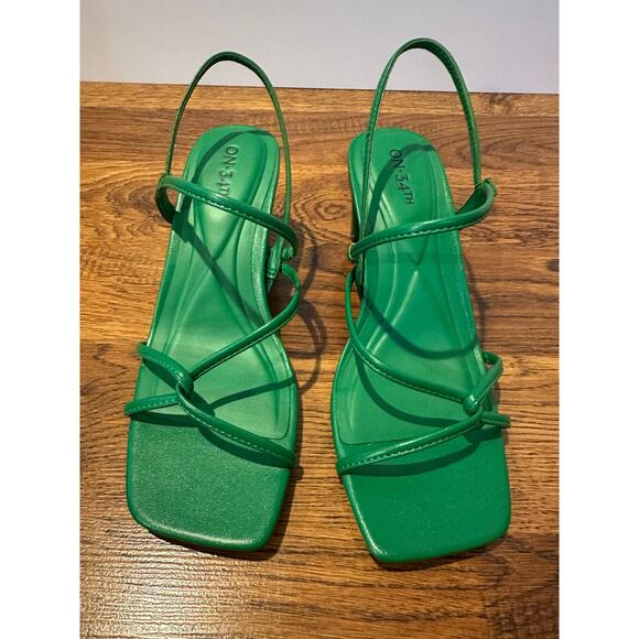 On 34th Women’s Cloverr Strappy Block Heel Sandals Green Size 7 NWT - Picture 3 of 10
